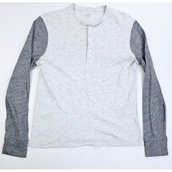 J. Crew Size Medium Mens Gray Cotton Charcoal Long Sleeve Fashion Henley - Picture 1 of 9